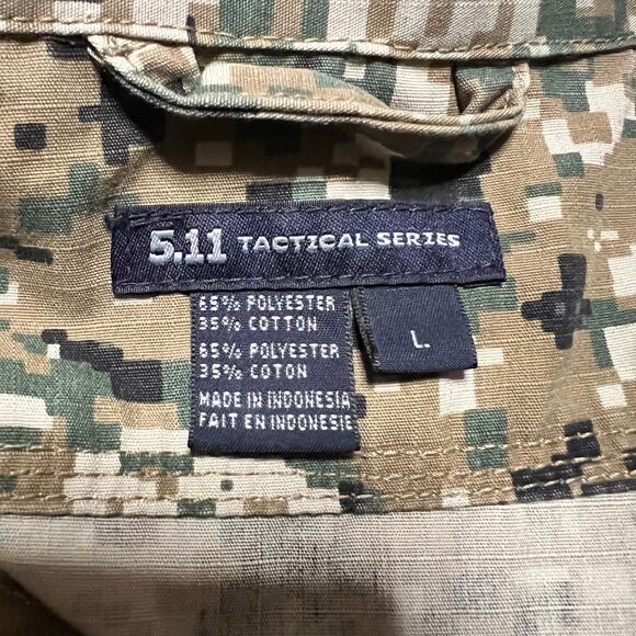 5.11 Tactical Shirt Mens Large Taclite TDU Long Sleeve Shirt 72002 Camo - Picture 6 of 9